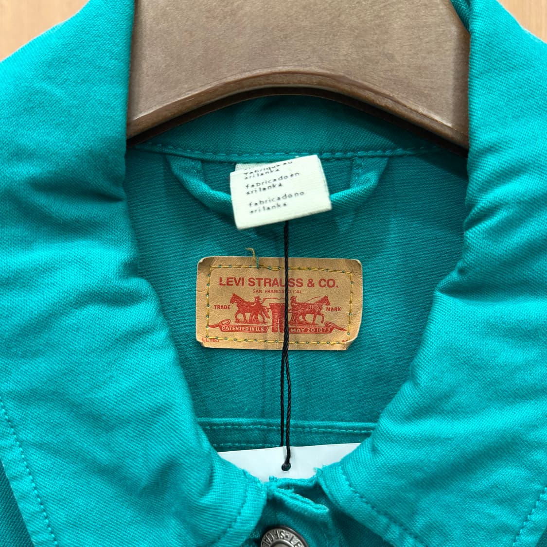 리바이스 코튼 컬러 데님 트러커 자켓 플랩 포켓 레드 탭 디테일 청록 상품이미지7