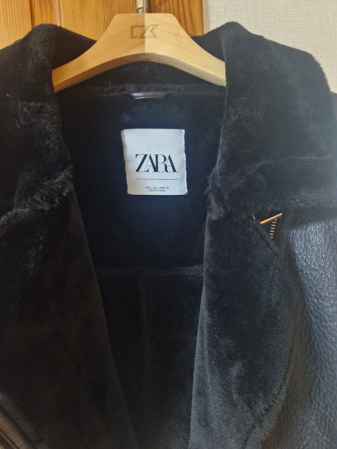 자라 블랙 안감보아 라이더 무스탕 자켓 블랙 L 상품이미지3