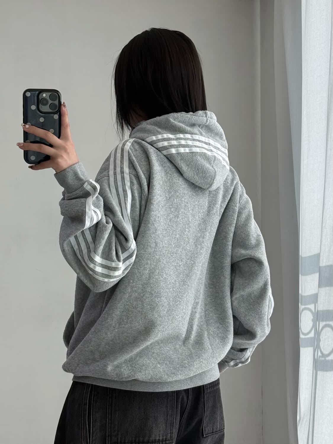 아디다스 플리스 그레이 후드티 상품이미지3