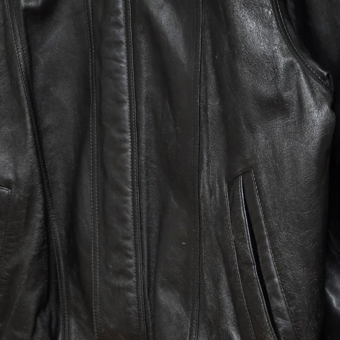 빈티지 양가죽 패디드 누빔 블랙 봄버 자켓 상품이미지5