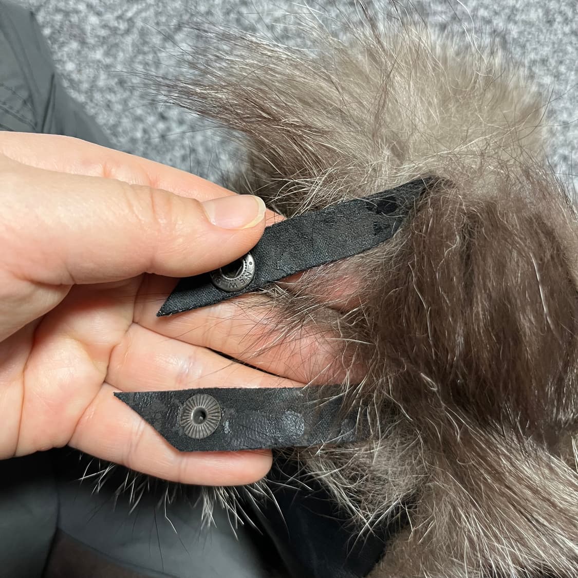 빈티지 레자 귀돌이 털 모자 블랙 상품이미지5