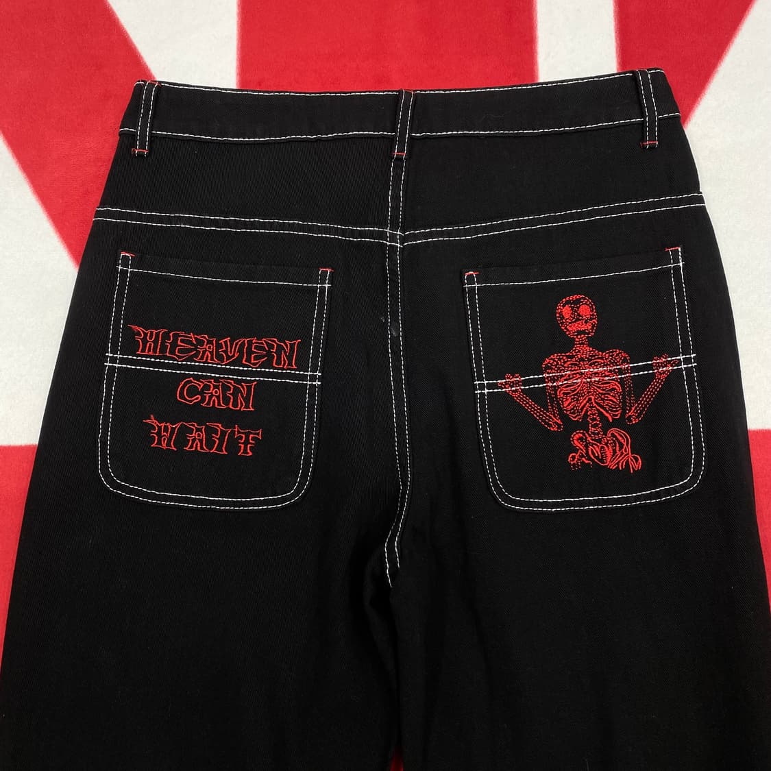 블랙데님 자수팬츠 M 상품이미지4