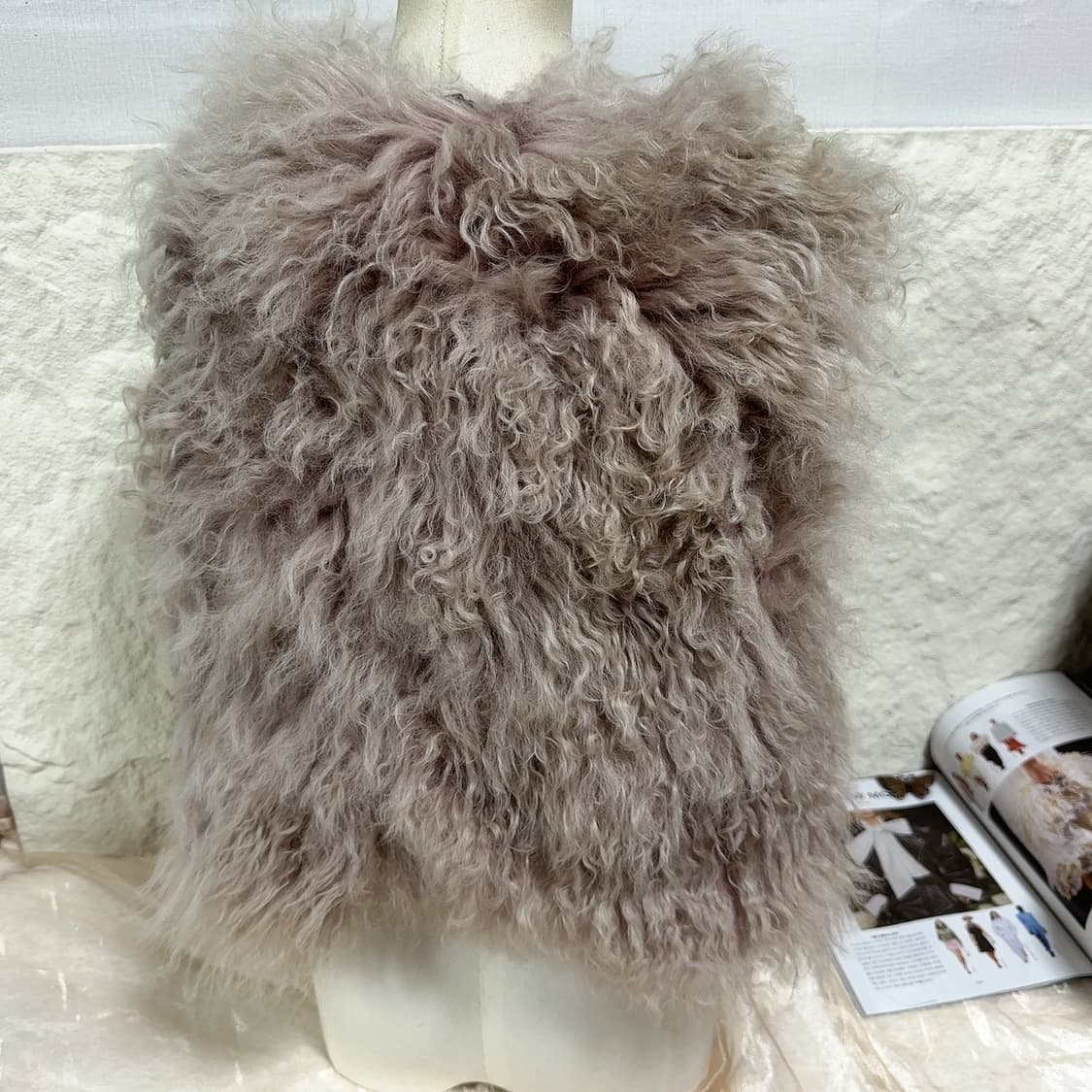 빈티지 로즈 핑크 토스카나 양털 지퍼 조끼 베스트 상품이미지4