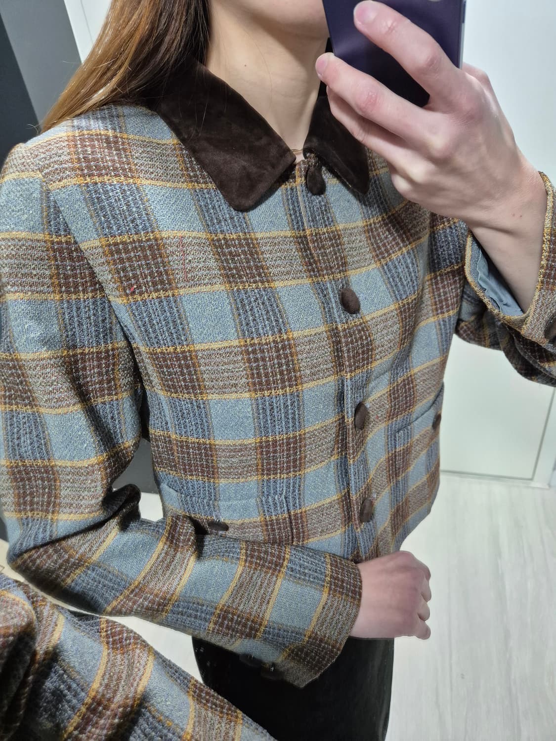 조스포츠 체크 카라벨벳 자켓 브라운 상품이미지10