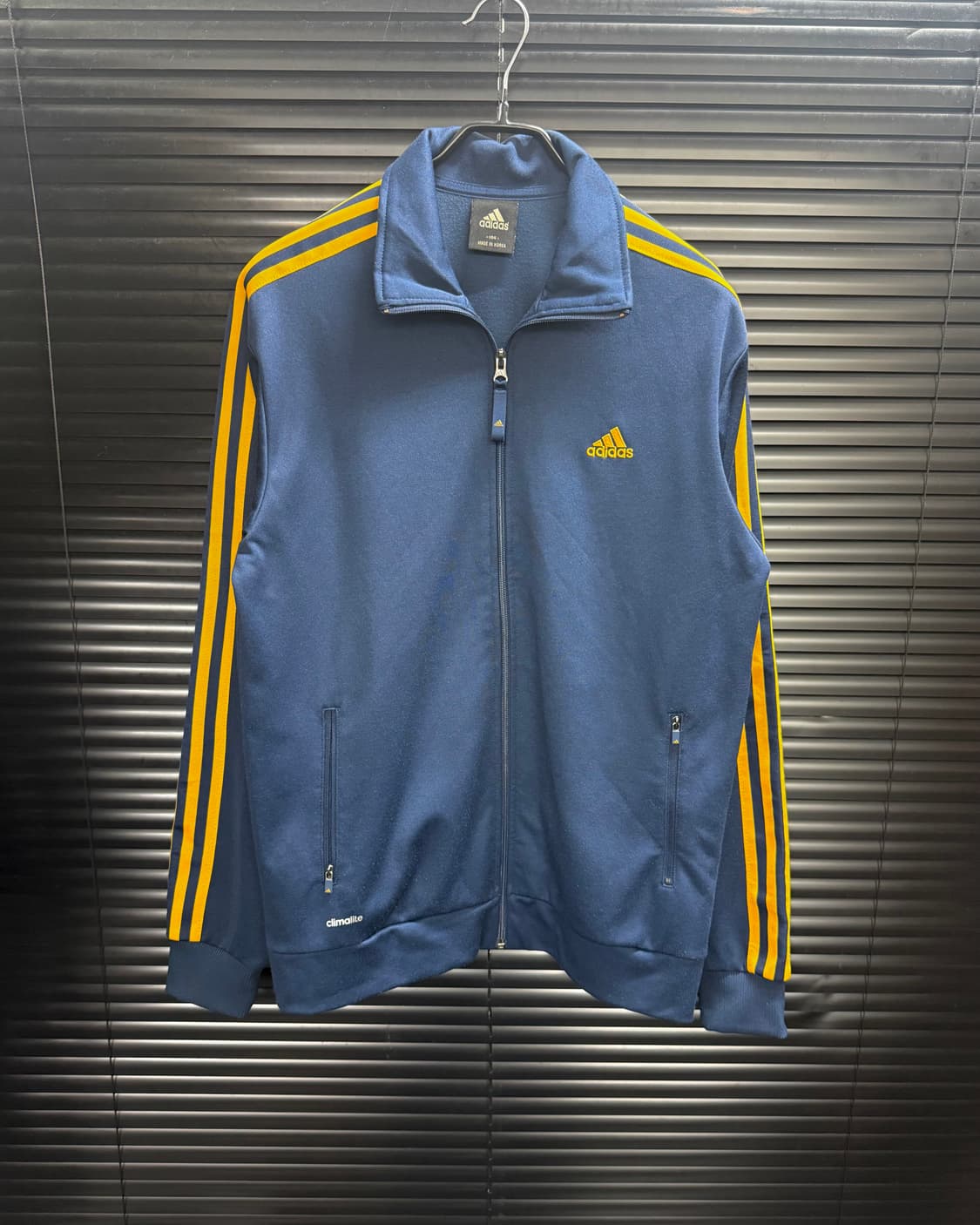 아디다스 올드스쿨 져지 저지 트랙탑 집업 네이비 남색 옐로우 105 XL 상품이미지2