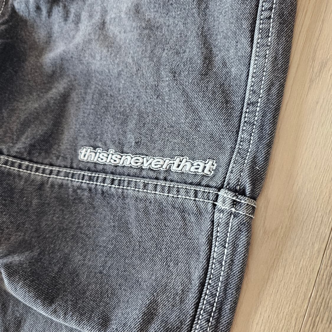 33 34 L 디스이즈네버댓 스티치 블랙 와이드 청바지 (길이수선)3회착 상품이미지6