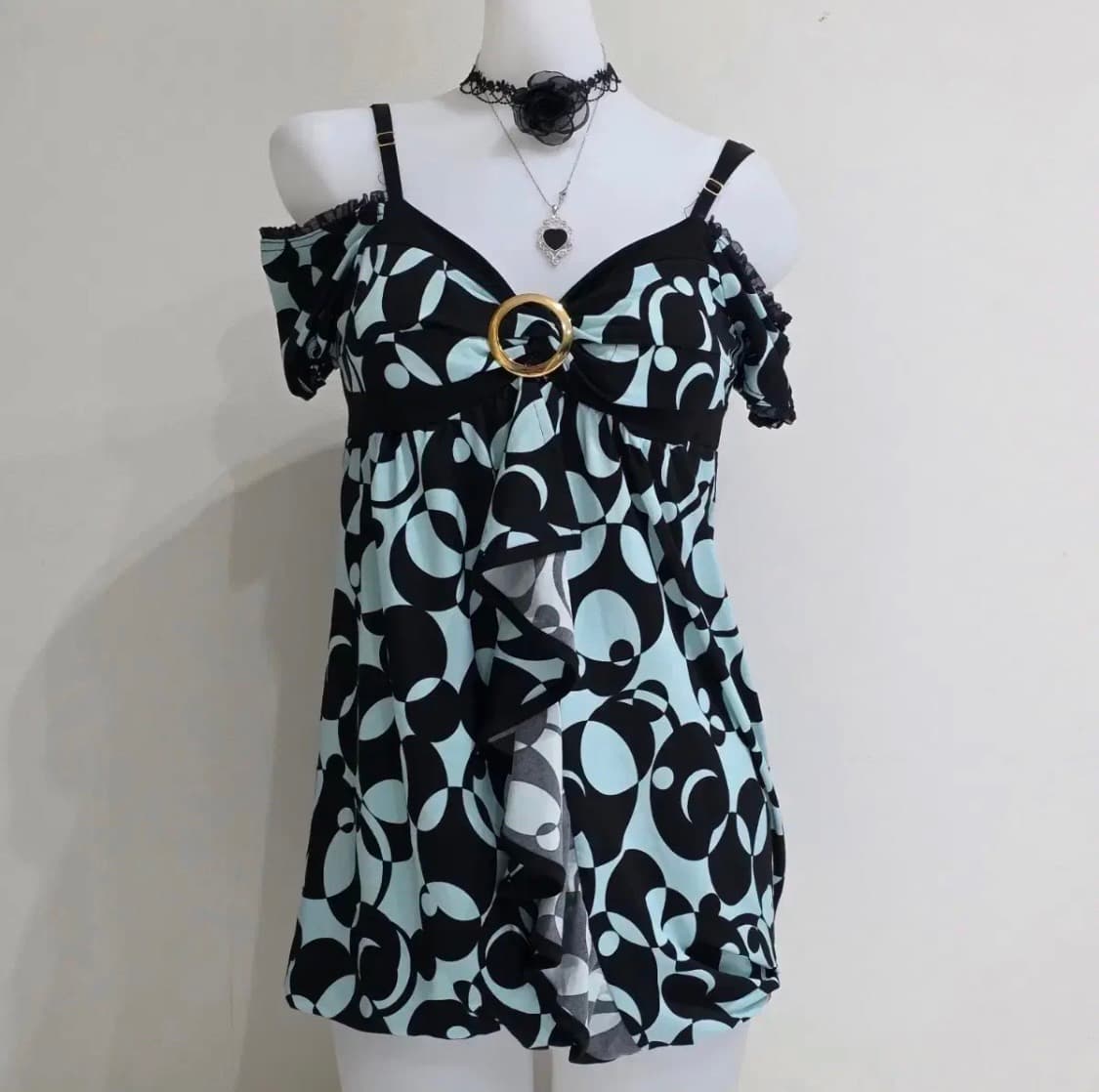 세실맥비 오네갸루 갸루 오리엔탈 민트 오프숄더 원피스 헤이세이 핀터빈티지 상품이미지1