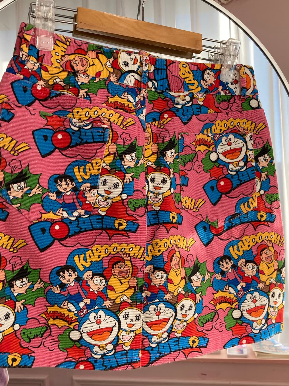 도라에몽 핑크 패턴 미니 스커트 상품이미지5