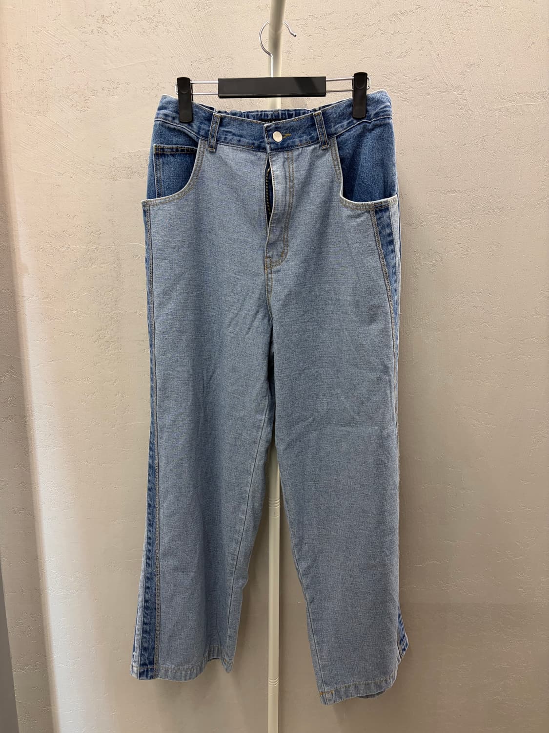 글래머 연청 믹스 와이드 데님 팬츠 상품이미지2