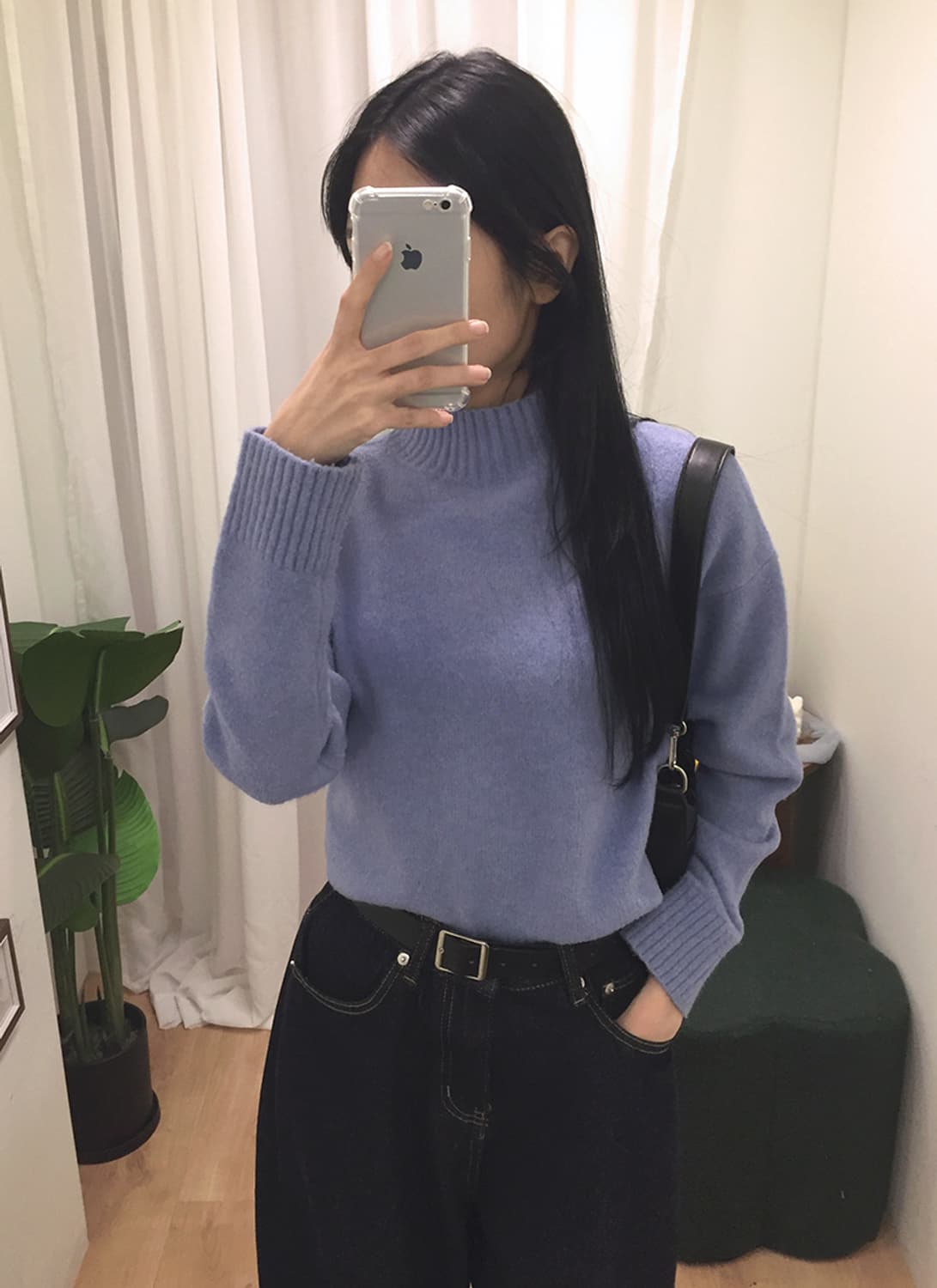 여성 유니클로 오버핏 반목니트 100 상품이미지2