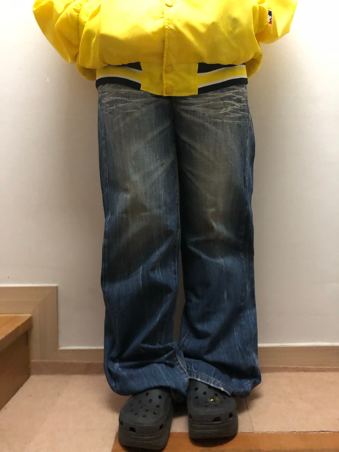 빈티지 에비수 레드 패치 데님 팬츠 상품이미지4