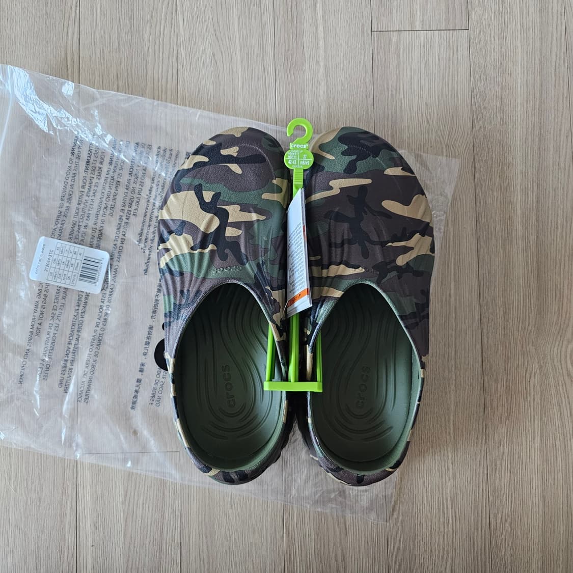 270 새제품) 크록스 에코 카모 웨이브 아미그린 국방 슬리퍼 샌들 상품이미지4