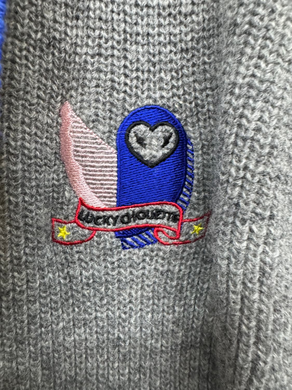 럭키슈에뜨 로고자수 배색 롱 후드가디건 M 상품이미지4