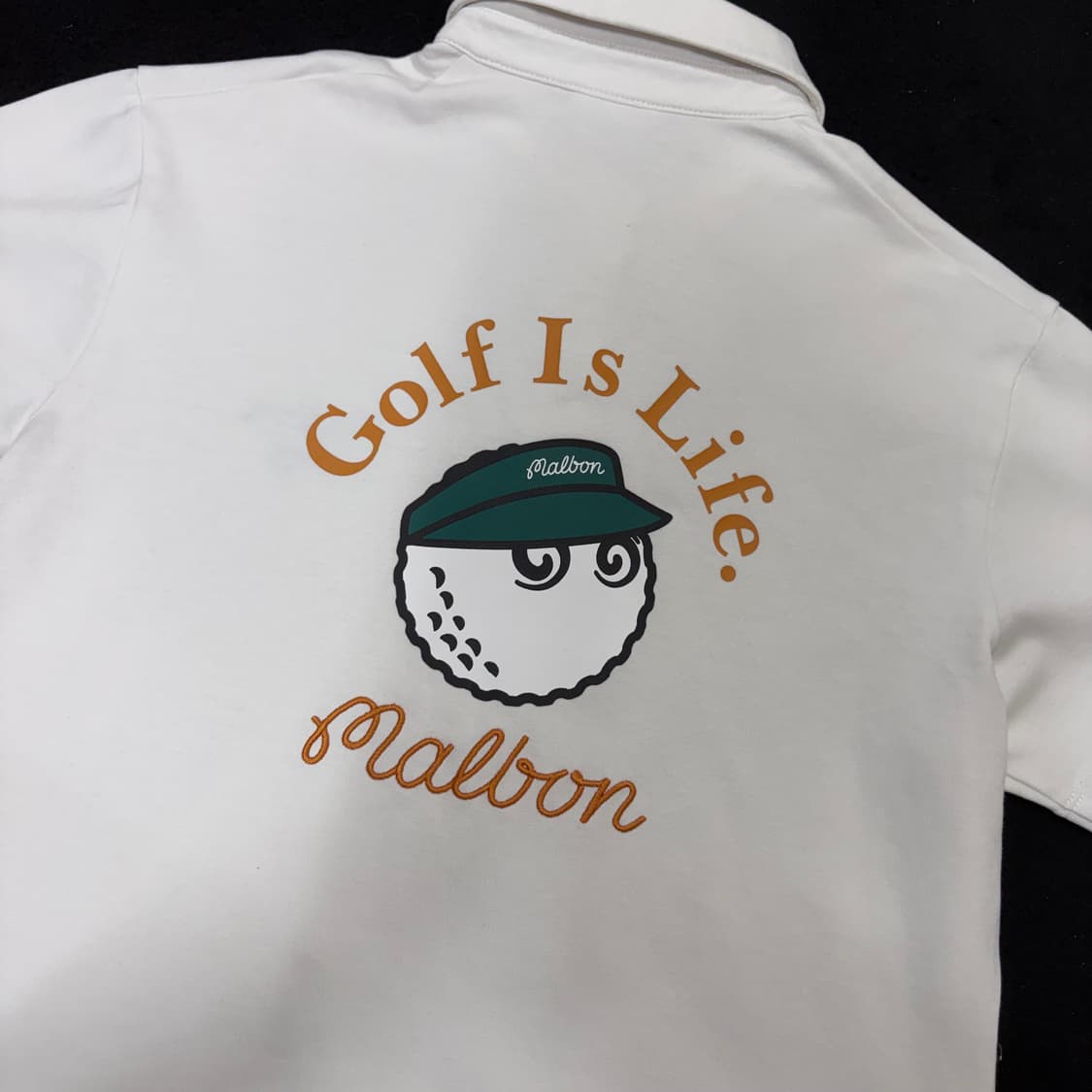 우먼M 말본 MALBON 화이트 백로고 반팔 카라티 상품이미지4