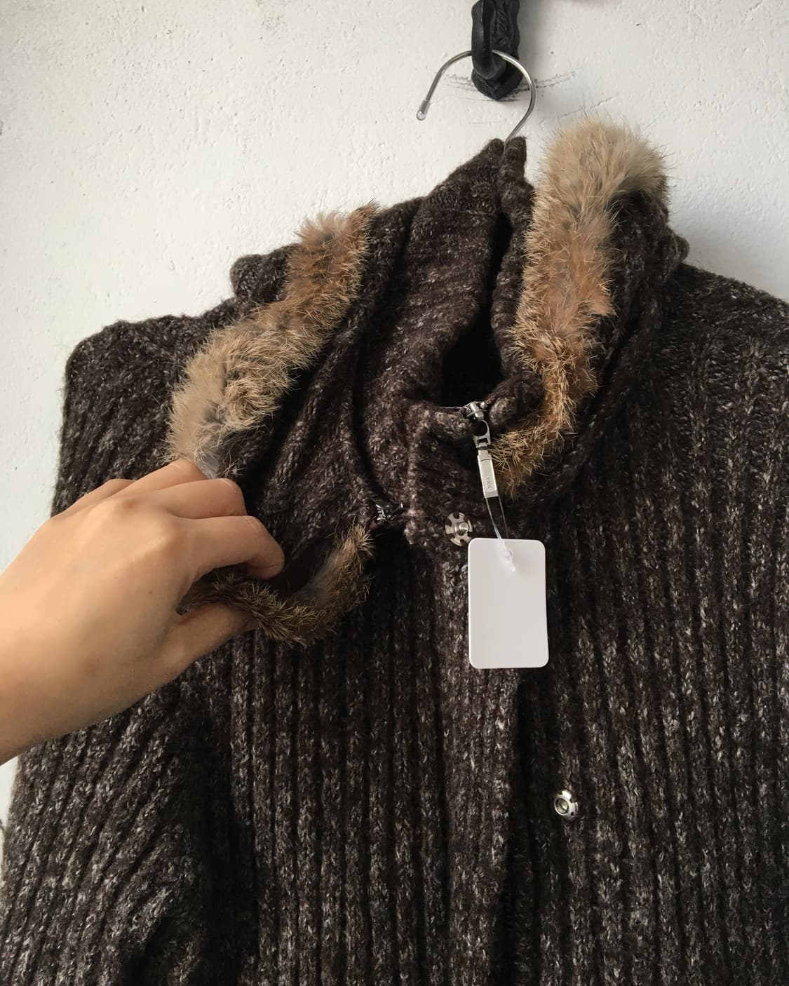 Fur collar point high neck knit zip pup 상품이미지4