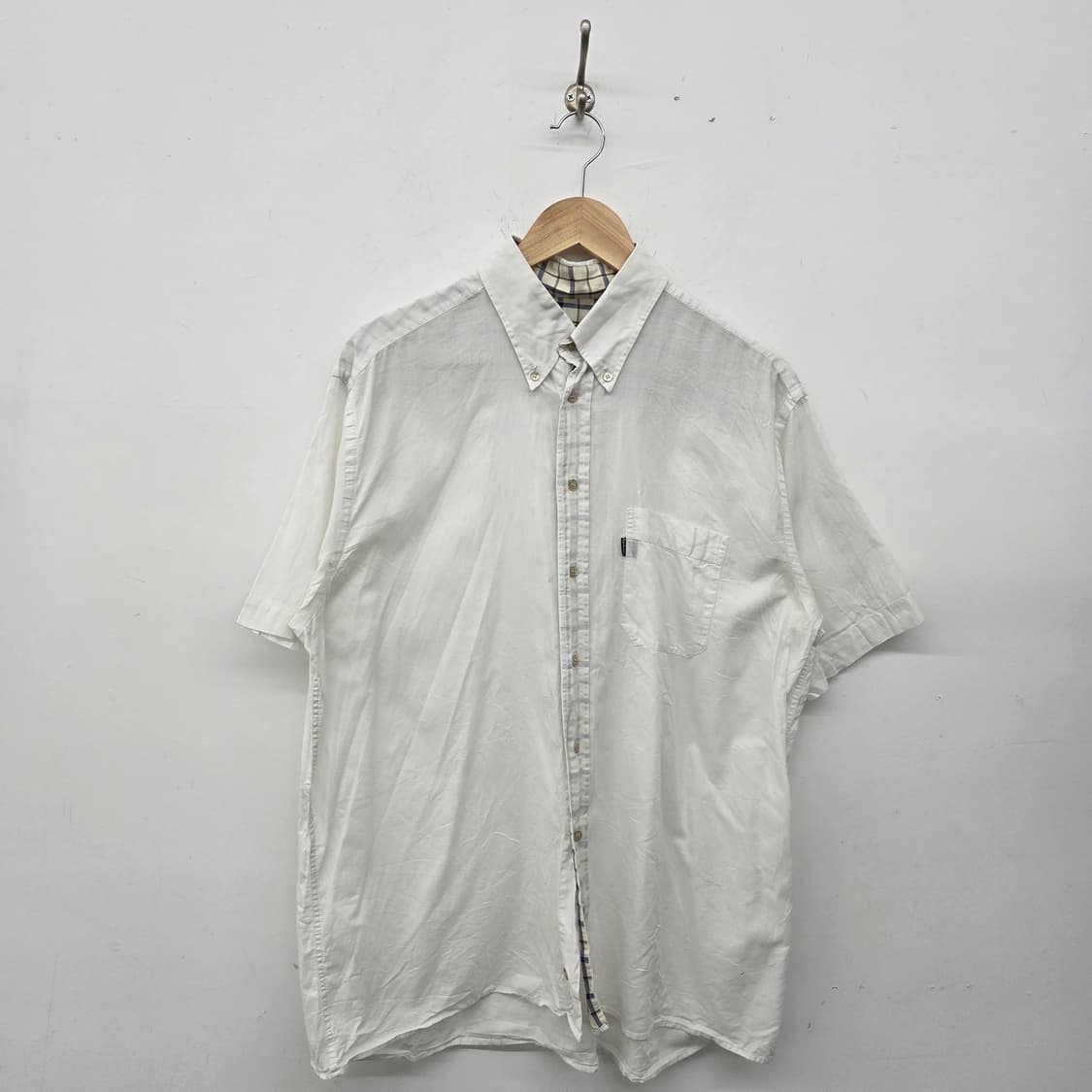 바버 화이트 반팔 셔츠 남XL 상품이미지1