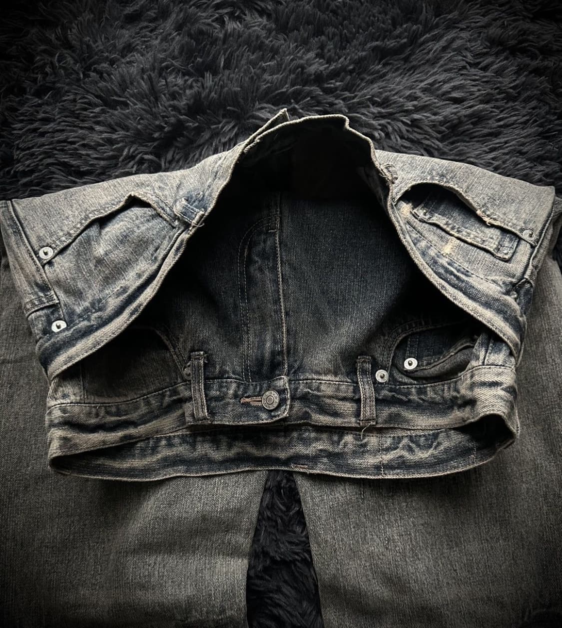 double waist Distressed denim 상품이미지6