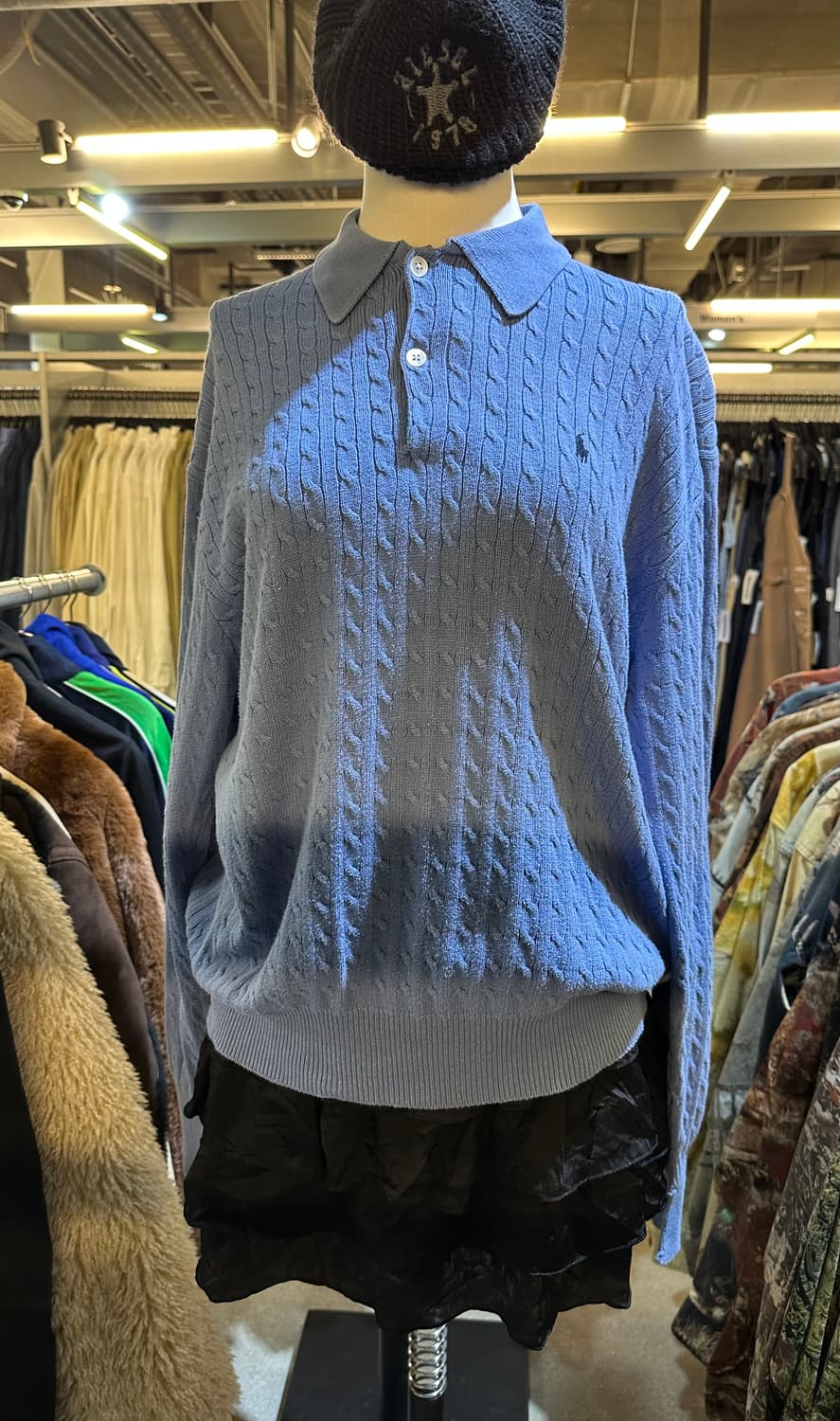 POLO 폴로 블루 케이블 카라넥 니트 상품이미지2