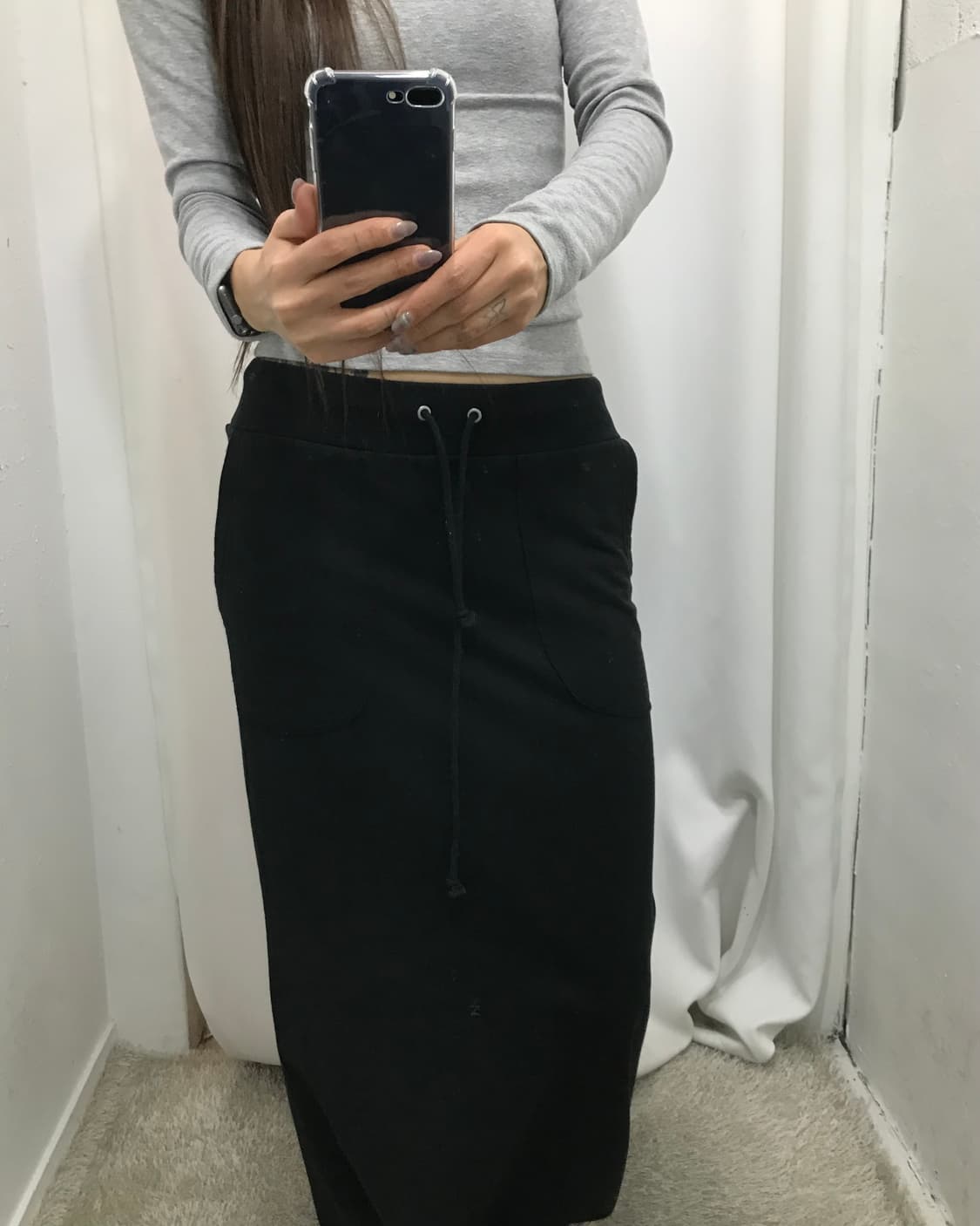 히스테릭글래머 블랙 롱 스커트 상품이미지1