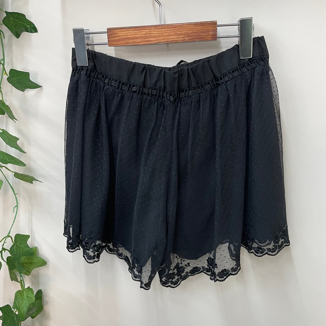 갸루 러블리 블랙 도트 레이스 스커트팬츠 상품이미지3