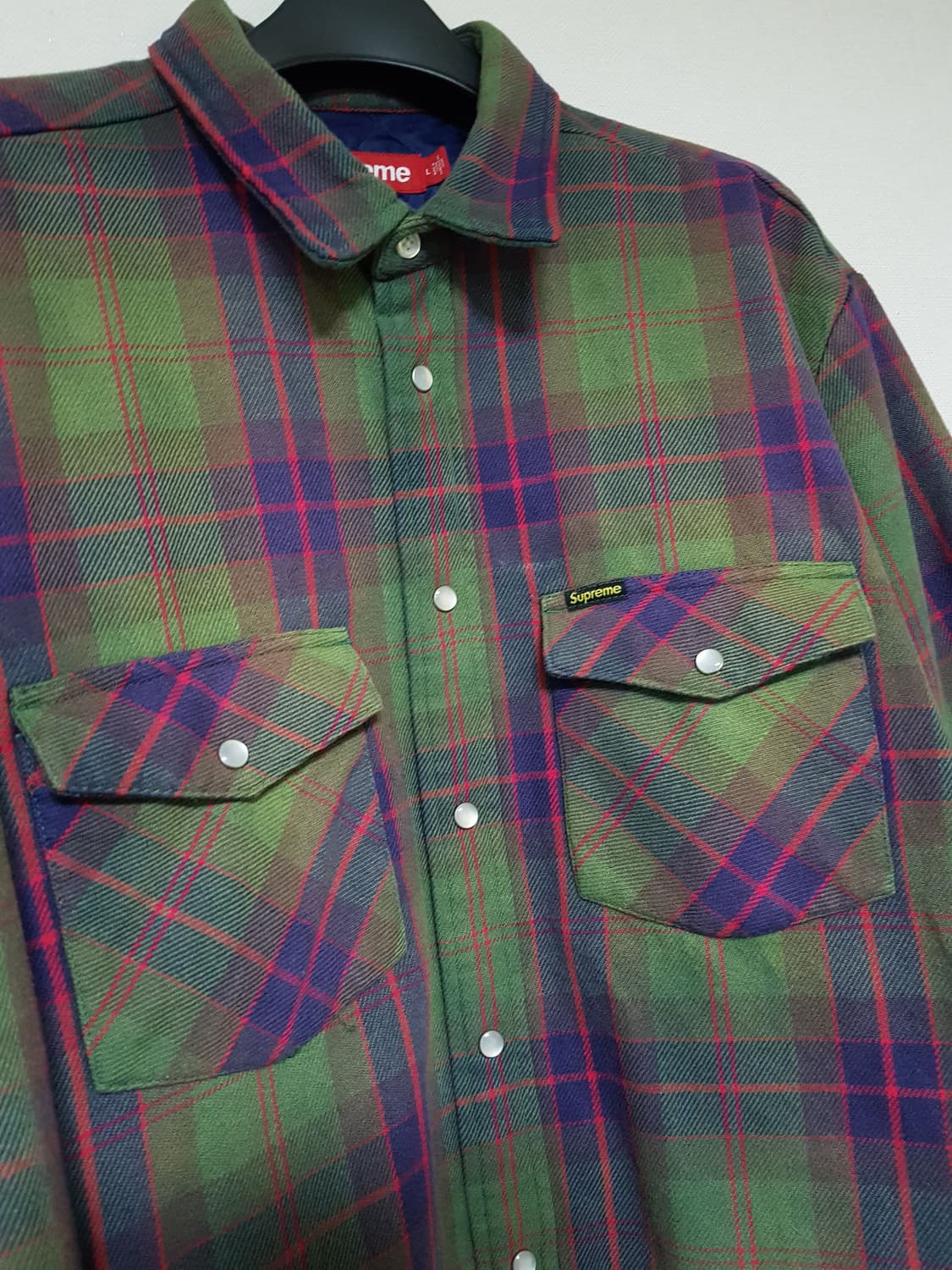 슈프림 퀼티드 플란넬 셔츠 자켓 그린 24SS 상품이미지5