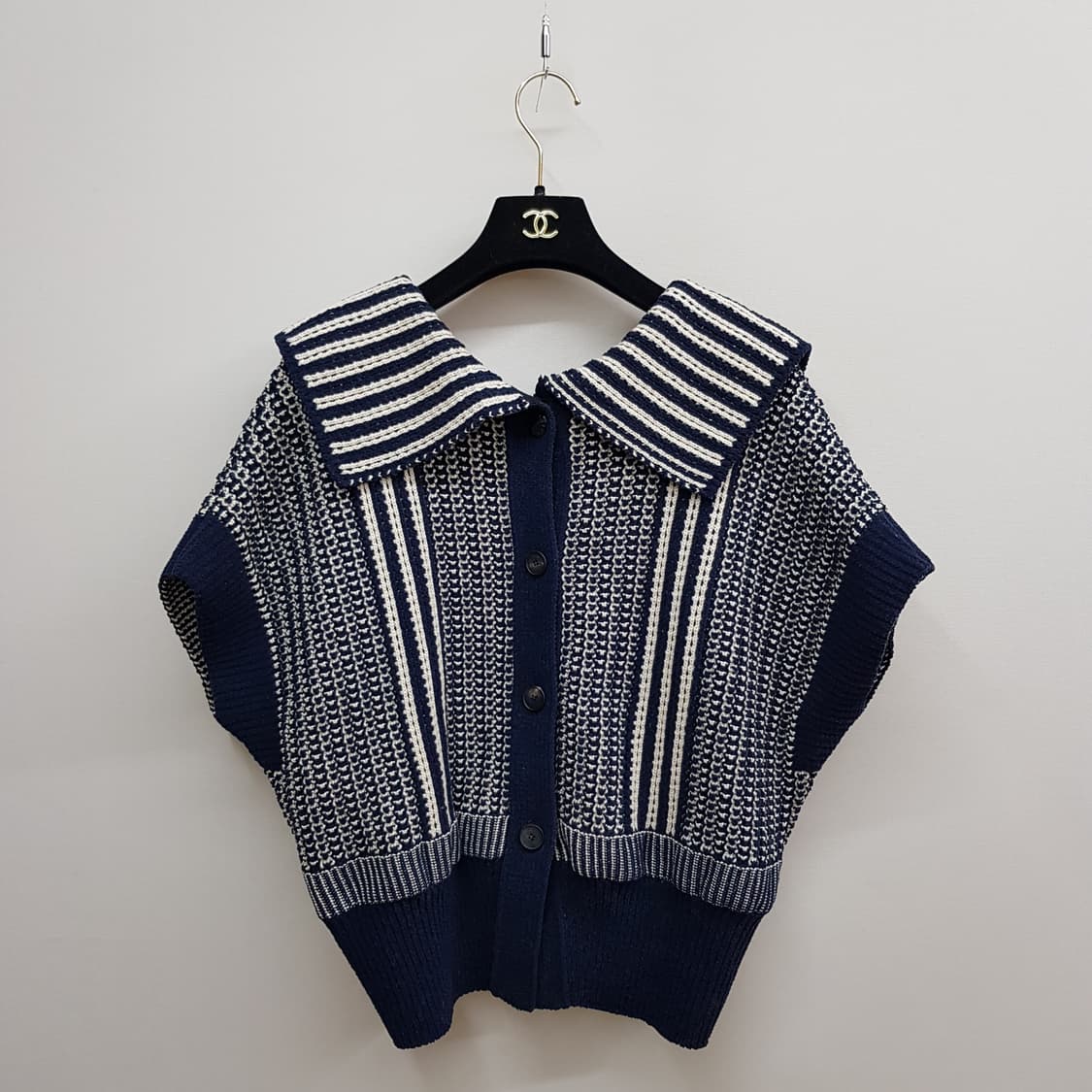 한섬 시스템 2022 스트라이프 카라 니트 베스트 F사이즈 상품이미지2