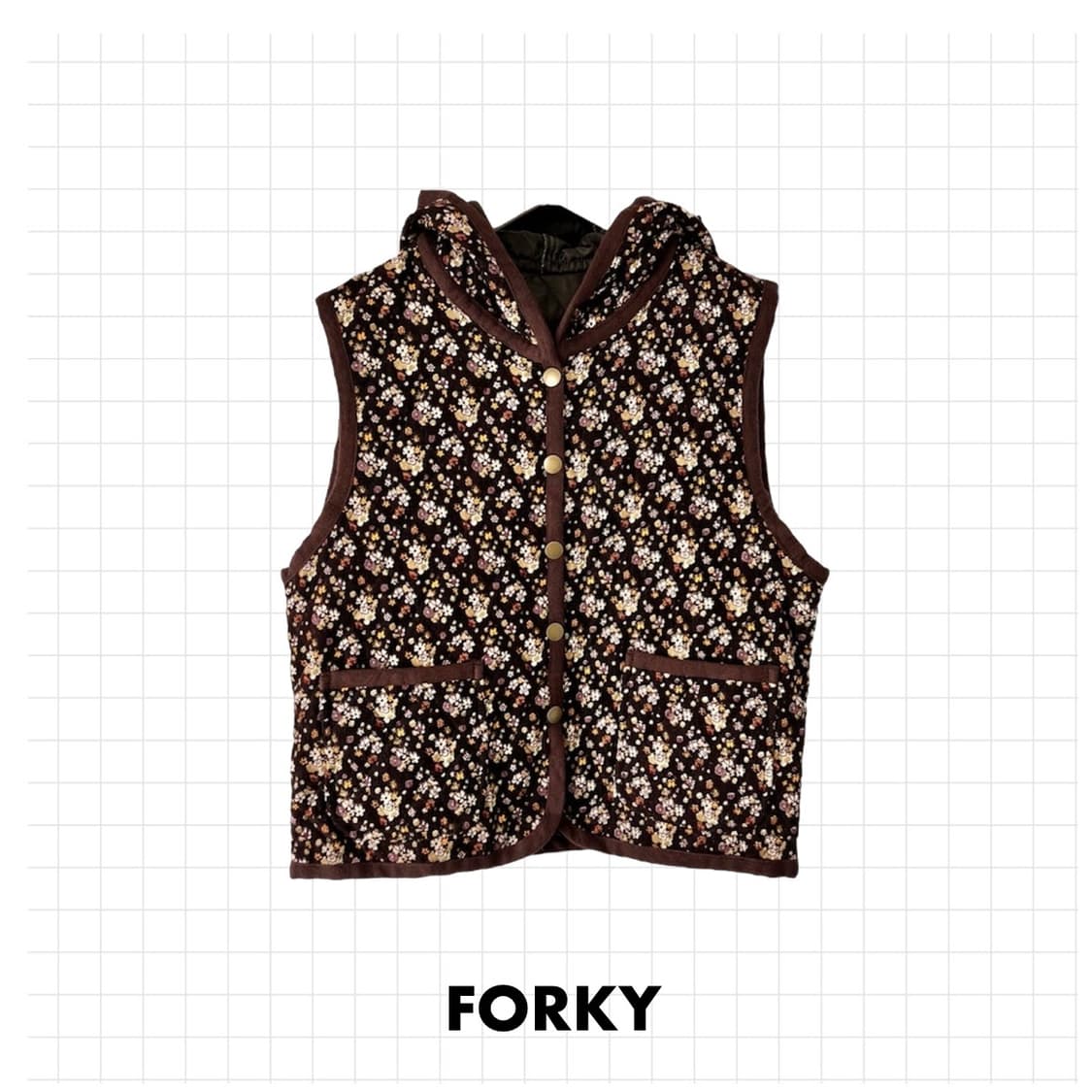 flower corduroy hood vest 상품이미지1