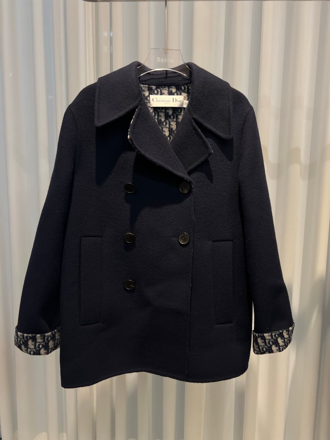 (36) 디올 오블리크 케이프 이펙트 네이비 블루 피코트 여성 상품이미지1