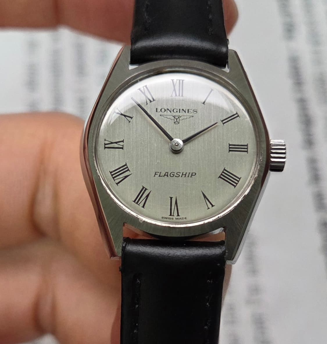 레어] 빈티지 론진 플래그십 실버 로만판 날개로고 수동 메커니컬 여성용 상품이미지2