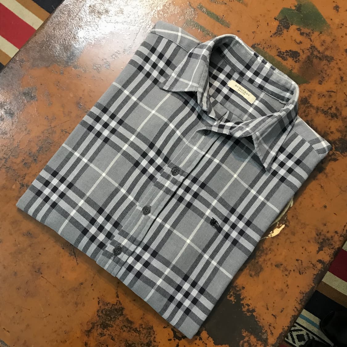 버버리 그레이 노바체크 셔츠 남성 105 사이즈 상품이미지1