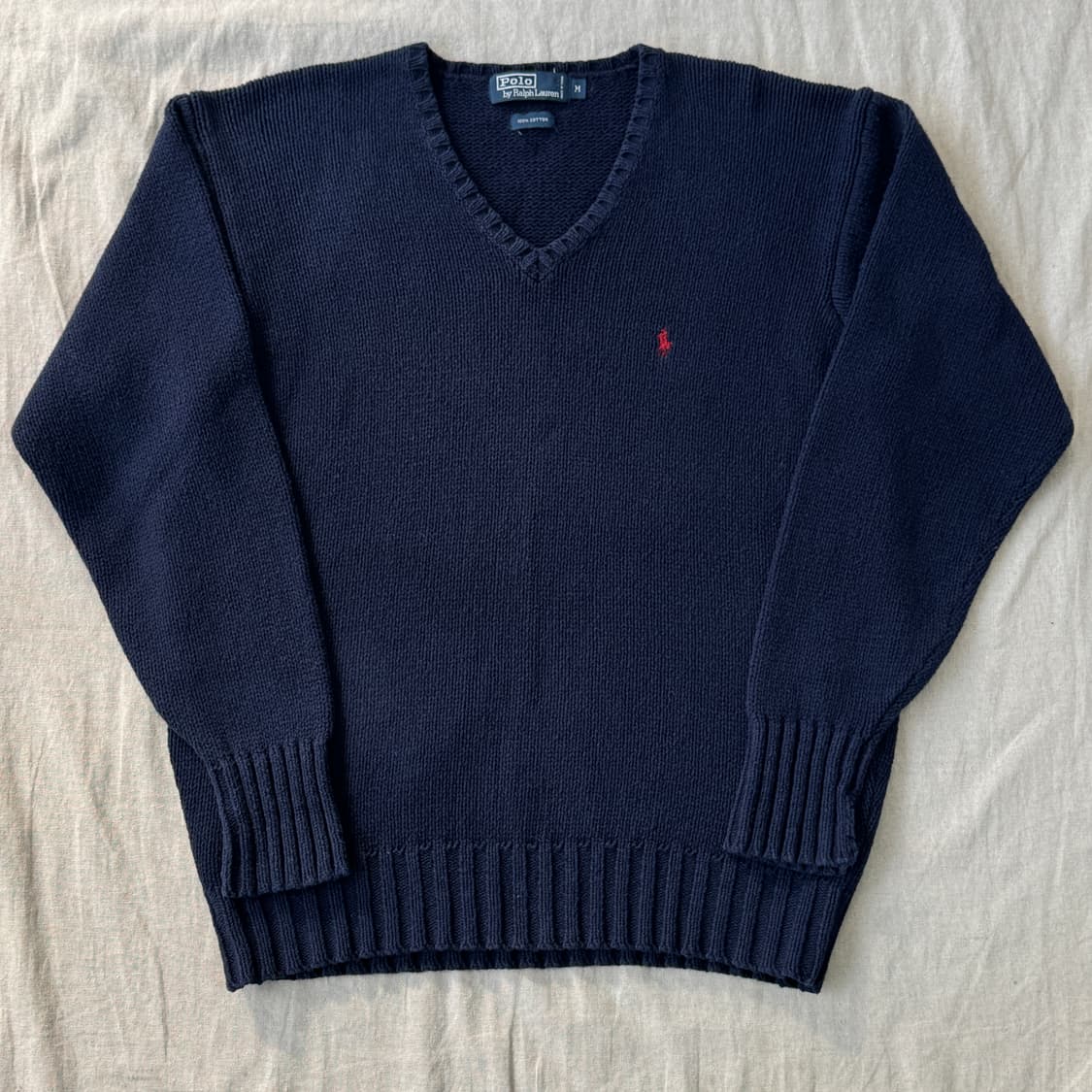 폴로랄프로렌 00s 재팬 나이가이 브이넥 코튼 니트 M 상품이미지1