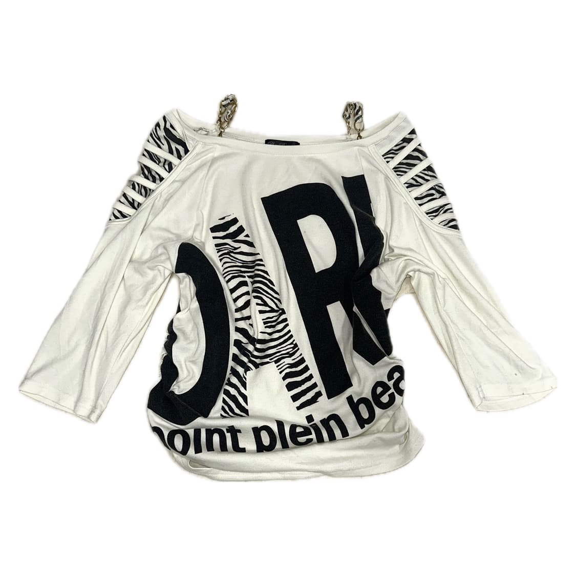 오네갸루 지브라 오프숄더 티 상품이미지1