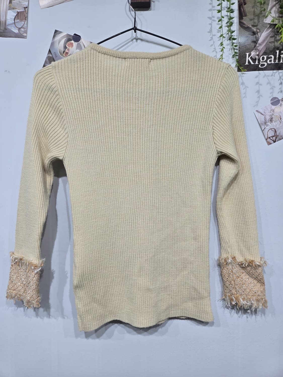 랑방 골지 니트 가디건 아이보리 여성 상품이미지4