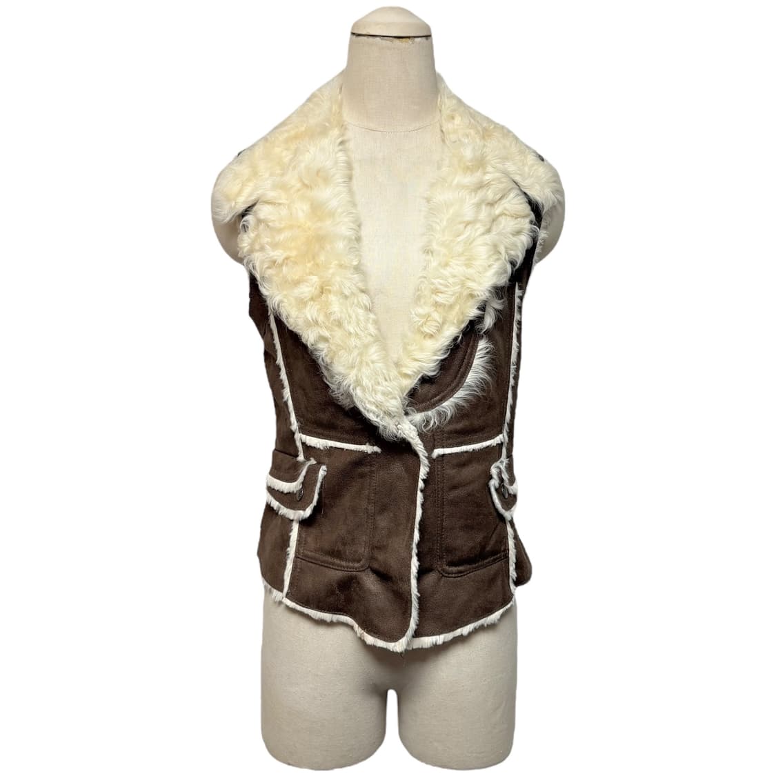 3661 브라운 양털 스웨이드 퍼조끼 상품이미지1