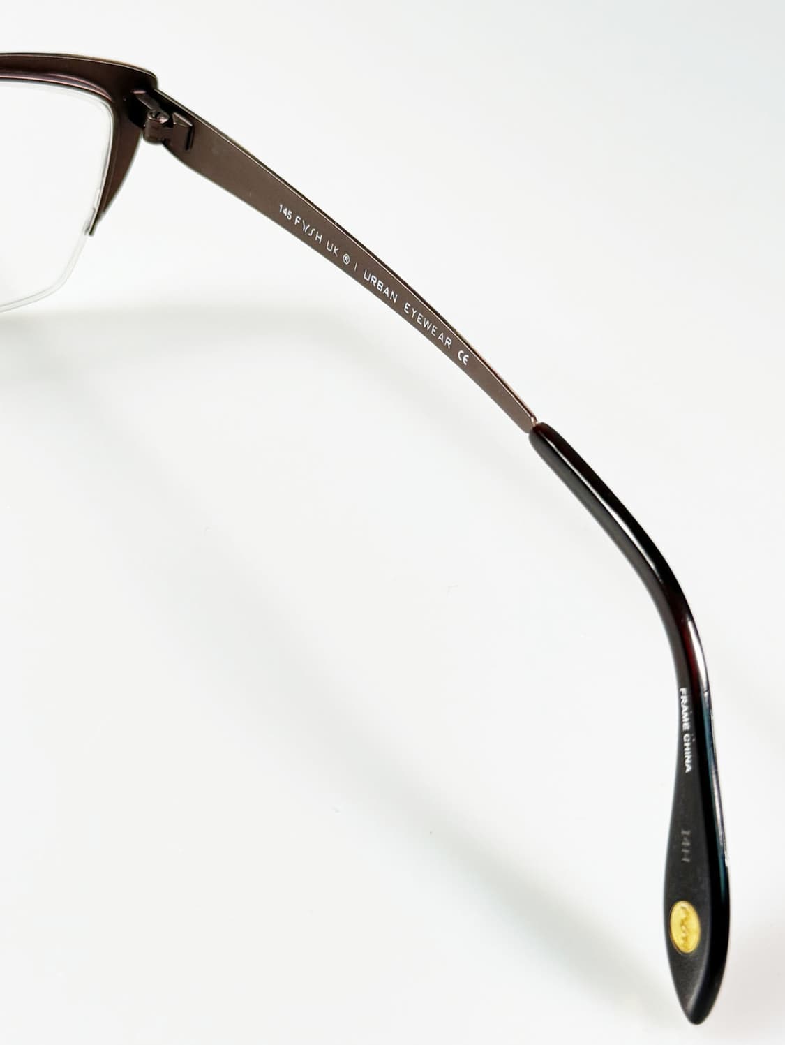 영국제 FYSH 브라운 레오파드 메탈 캣아이 반무테 빈티지 안경 상품이미지6