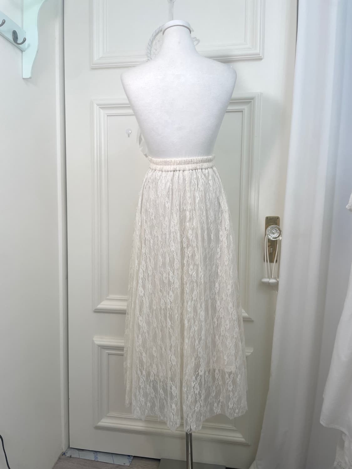 ivory lace pleats banding long skirt 상품이미지3