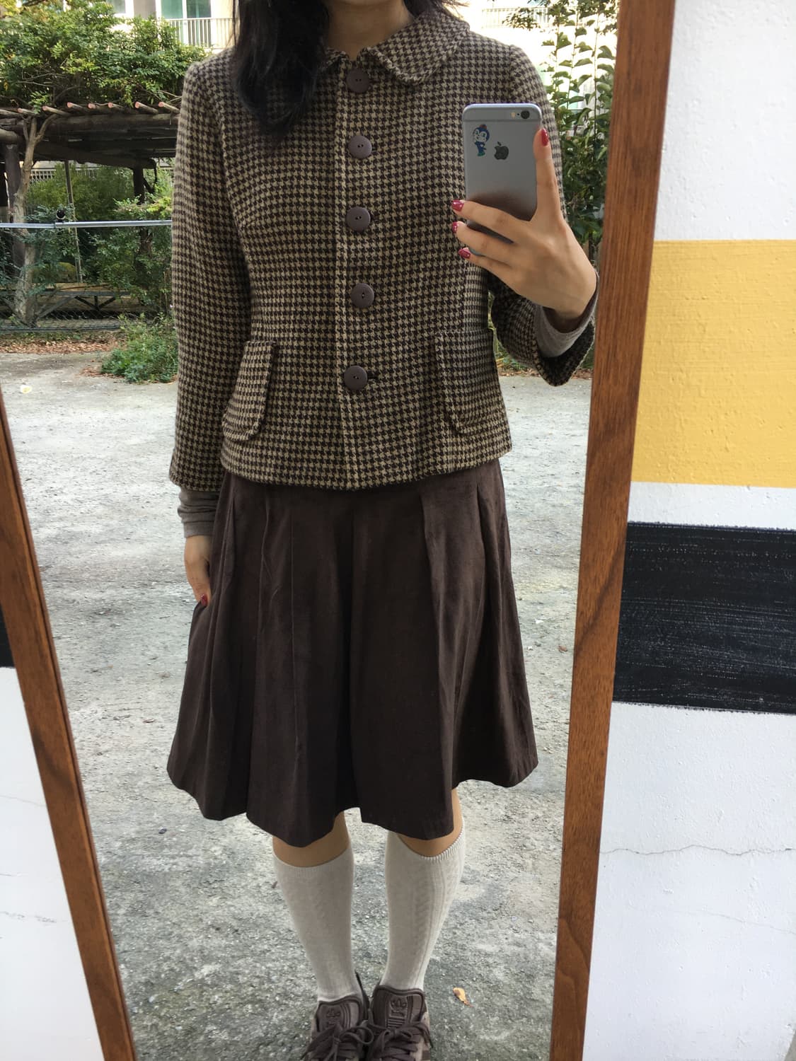 브라운 체크 숏 자켓  상품이미지2