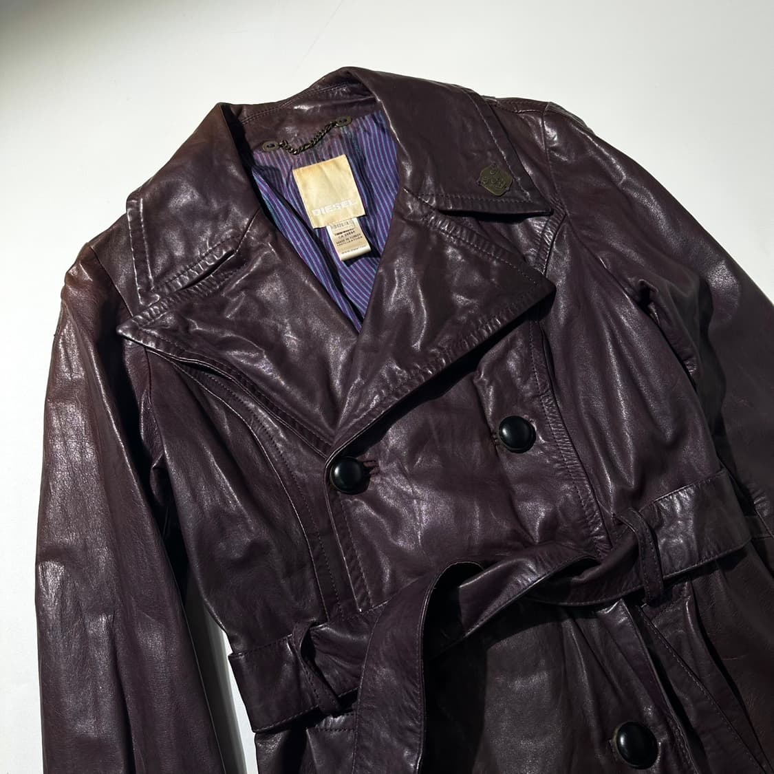 (매장판) 디젤 램스킨 레더 더블 트렌치 코트 상품이미지3