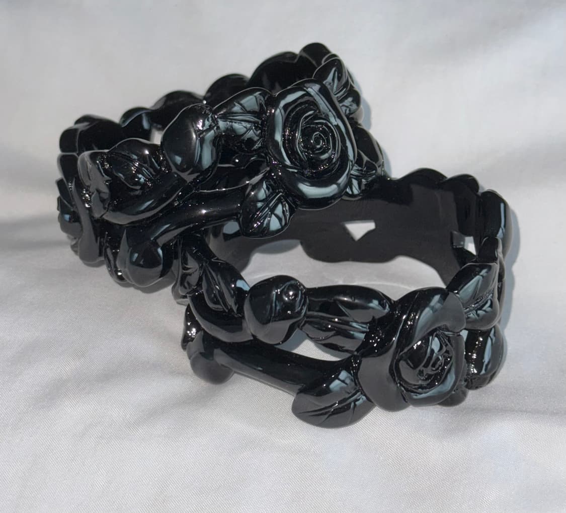 일본 고딕 엔틱 갸루 블랙 로즈 뱅글 팔찌 상품이미지1