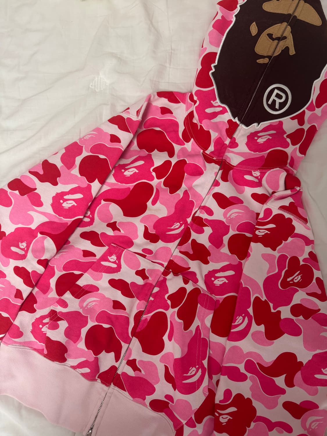 베이프 ABC 카모 세컨드 에이프 풀집 후드 집업 핑크 상품이미지1