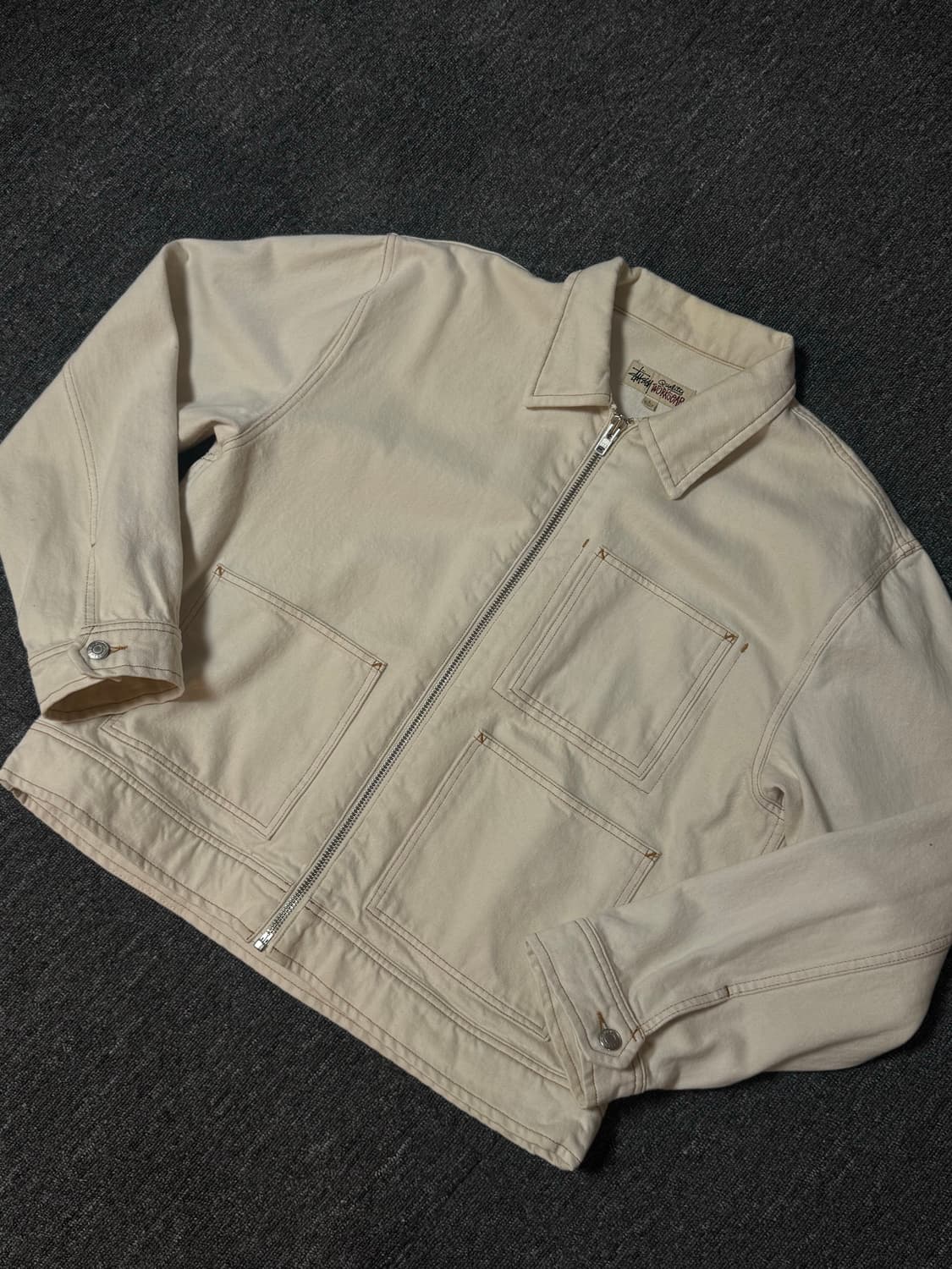 스투시 네추럴 색상 집업 워크 자켓 상품이미지2