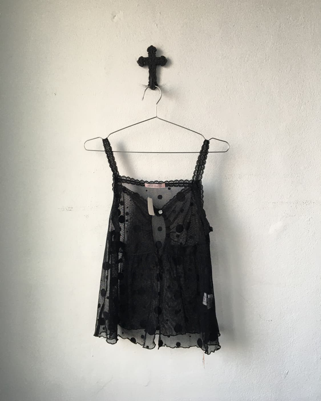 Dot pattern see through mesh sleeveless 상품이미지1
