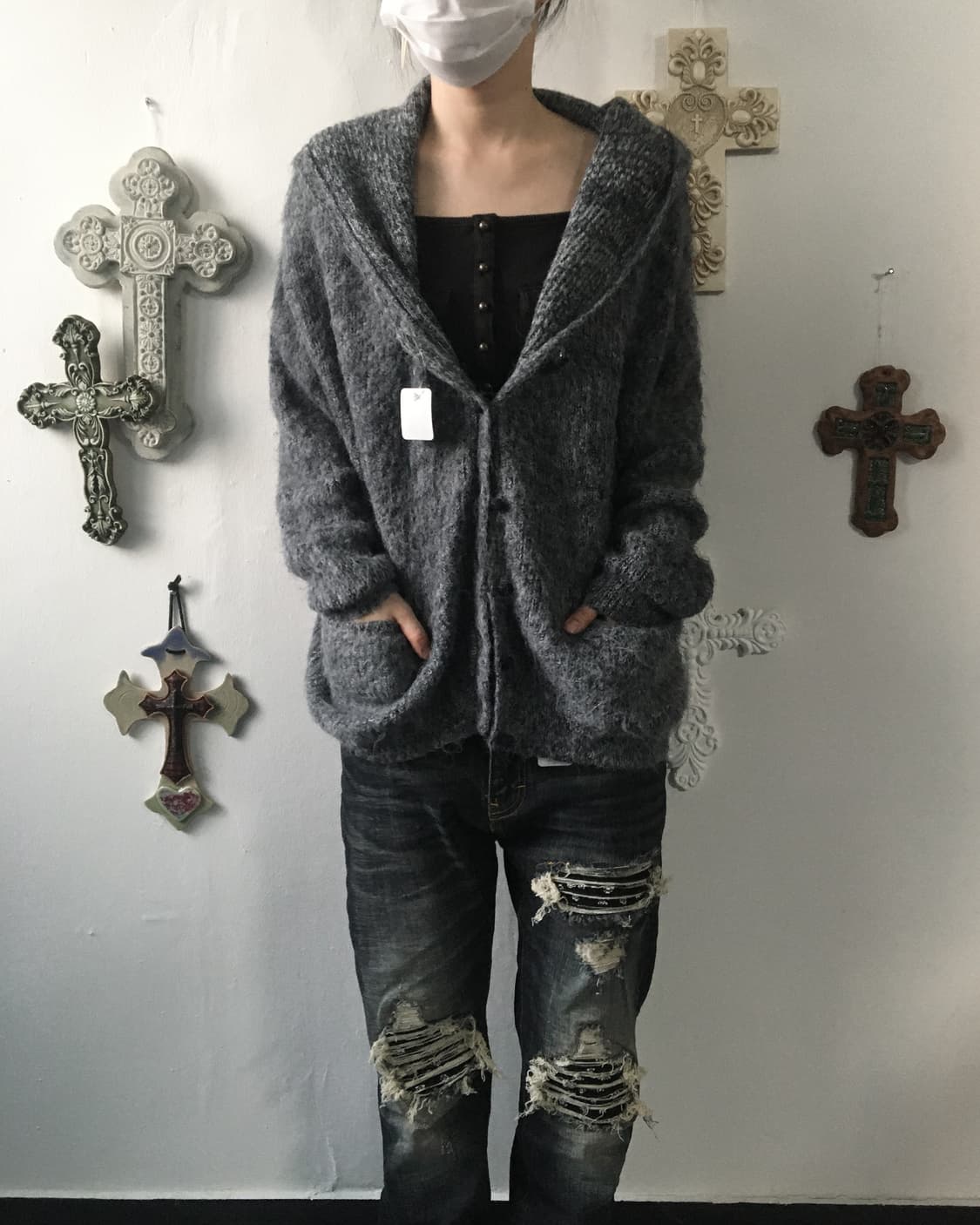 Drape knit cardigan 상품이미지1