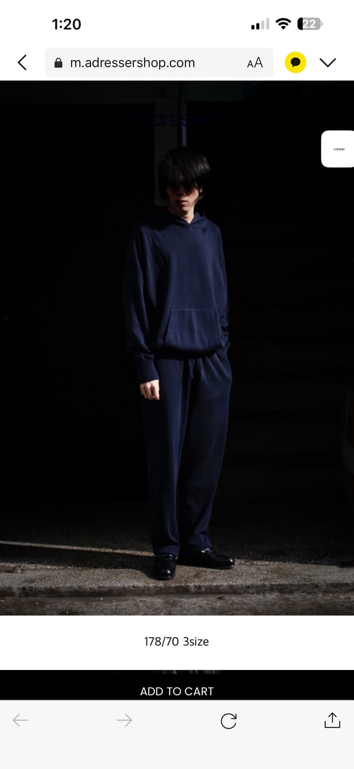 [3] 헤릴 (HERILL) 25ss 실크 코튼 후디 네이비 상품이미지2