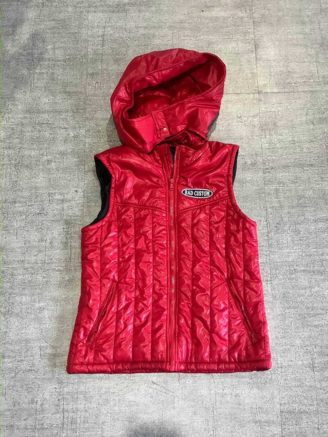 일본빈티지 Red Custom 핀터깔y2k 오리엔탈펑크 패딩베스트 상품이미지1