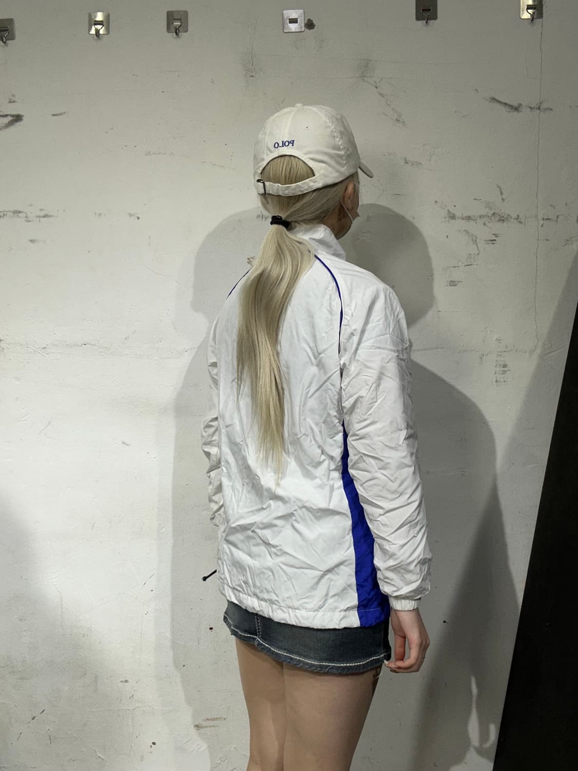 미즈노 화이트 블루 라인 바람막이 트랙 자켓 S 상품이미지3