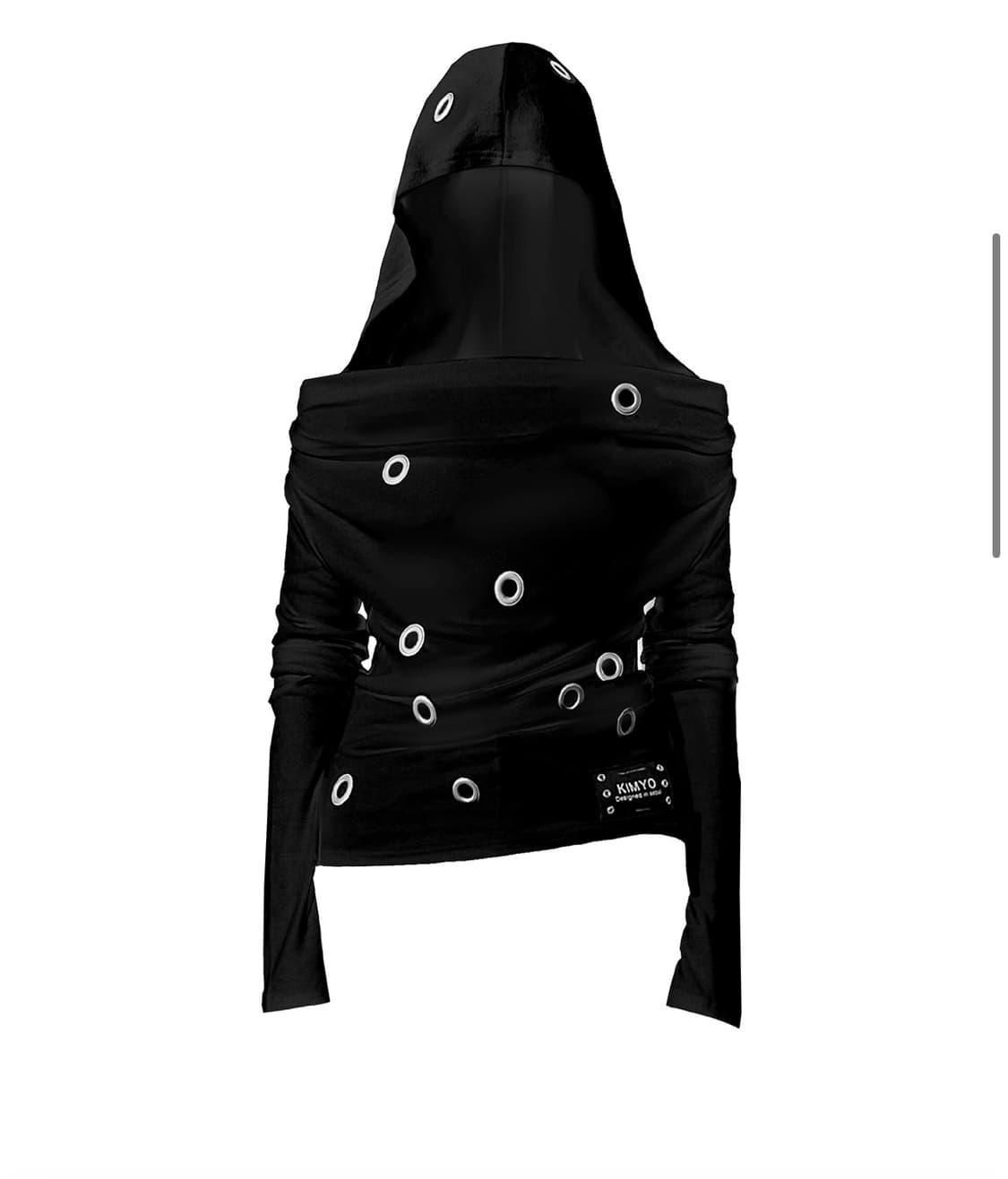 EYELET HOODED BATWING TOP IN BLACK 상품이미지1