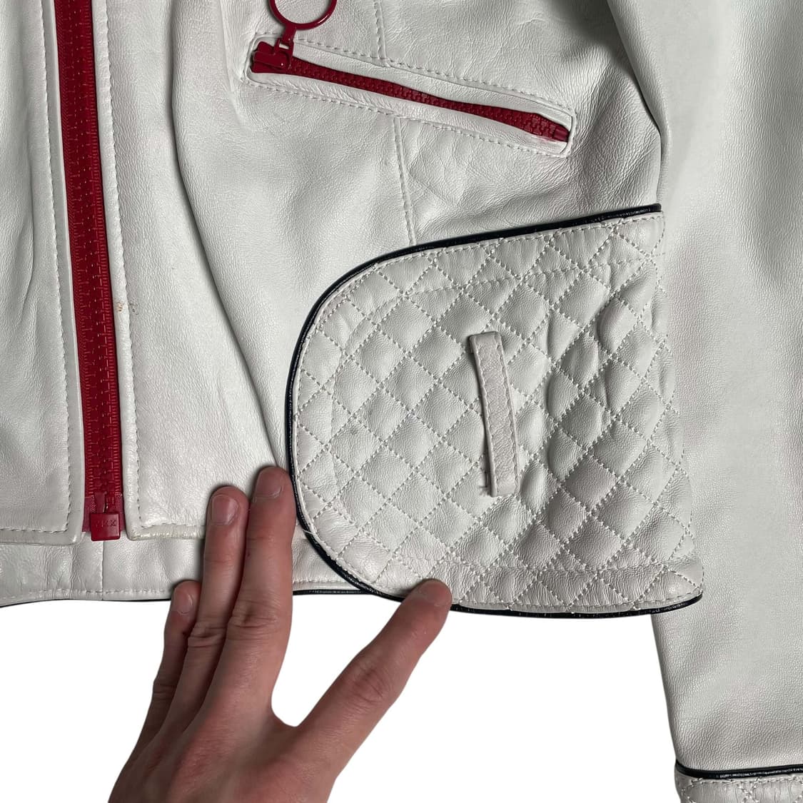 Dolce&gabbana 화이트 레더 퀼팅 벨트 자켓 상품이미지10