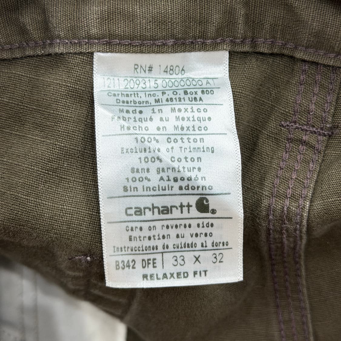 USA 칼하트 빈티지 더블니 카펜터 워싱 카고 팬츠 바지 브라운 33 상품이미지3