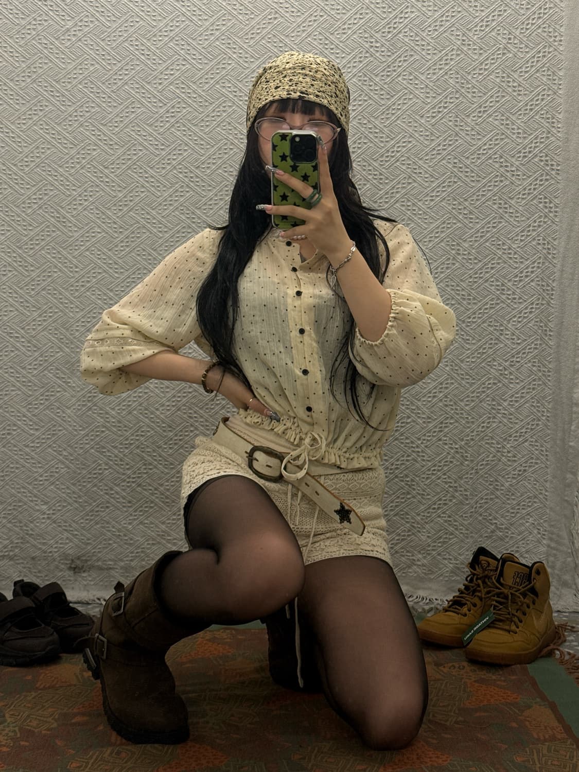 써스데이 아일랜드 키치 도트 땡땡이 프릴 반팔 리본 블라우스 K0363 상품이미지2